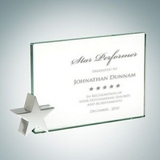 Custom Achievement Jade Glass Award Plaque w/Chrome Star (4
