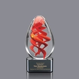 Custom Helix Hand Blown Art Glass Award w/ Black Base, 5