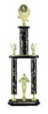Custom Black & Gold Marbled Triple Column Trophy w/Cup & Eagle Trims (32