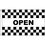 Custom Open Black & White Checkered 3' x 5' Message Flag with Heading and Grommets, Price/piece