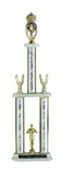 Custom Silver Splash Triple Column Trophy w/Insert Riser & Eagle Trims (27