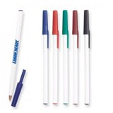 Custom Stick Pen w/ White Barrel and Color Cap/ Back Plug
