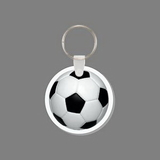 Key Ring & Full Color Punch Tag - Soccer Ball (Stitching)