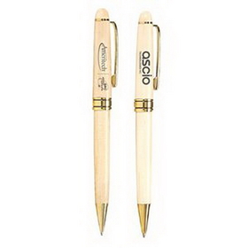 Custom The Milano Blanc Maplewood Ballpoint Pen, 5.375" L
