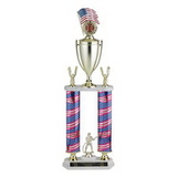 Custom Double Column Stars & Stripes Trophy w/Cup & Eagle Trims (28