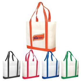 Custom Bags - Non-Woven Two Tone Shopping Tote Bags, 1.75" W x 14" H x 3.5" D