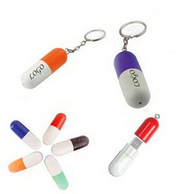 Custom 4GB Plastic Pill Shape USB Drive, 2 1/6" L x 3/4" W