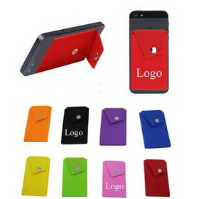 Custom Silicone Cell Phone Holder with Wallet, 3 7/10" L x 2 1/5" W x 1/5" H