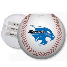Custom Stock Baseball or Softball Design Luggage Tag Full Color front imprint, Write-on ID panels on back, 4.813" Diameter x 0.04" Thick