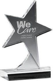 Custom Clear Standing Star Award (5"x 7"x 3/4") Laser Engraved