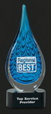 Custom Raining Success Blue Raindrop Art Glass Award, 12 1/2