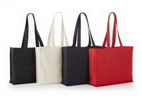 Custom Heavy Cotton Canvas Grocery Tote with Full Sides & Bottom Gussets - 15"x12"x4"