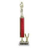 Custom Silver Splash Column Trophy w/Figure Mount & Eagle Trim (17 1/2