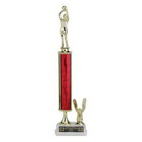Custom Silver Splash Column Trophy w/Figure Mount & Eagle Trim (17 1/2")