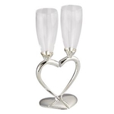 Custom Silver Plated Heart Stand Goblet Glass Pair