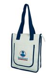 Custom The Heavy White Canvas Tote Bag with Navy Blue Trim, 11.5