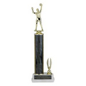 Custom Blue Splash Column Trophy w/Figure Mount & Eagle Trim (14")