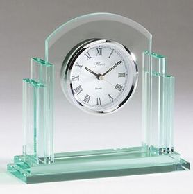 Custom Glass Award w/ Quartz Movement Clock (8"x7 1/2")