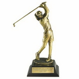 Custom Electroplated Antique Brass Female Golfing Trophy (12 1/2