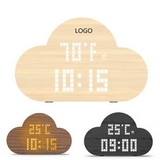 Custom Cloud Shaped LED Digital Wooden Alarm Clock, 6 1/2