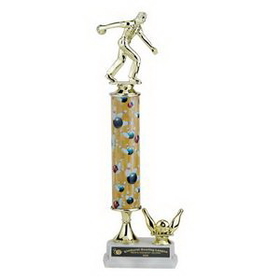 Custom Single Column Bowling Trophy w/Figure & Sport Trim (16")