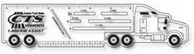 Custom .030 Clear Plastic Logbook Ruler, Truck Shape (2.125"x9"), Spot Color