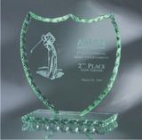 Custom Jade Glass Shield Award w/ Pearl Edge (7.5