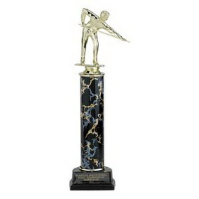 Custom Single Marbled Column Trophy w/Figure Mount (12")
