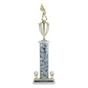 Custom Single Column Baseball Trophy w/Cup & 2 Sport Trims (22")