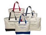 Custom Two Tone Cotton Canvas Tote Bag with Zippered Closure and Outside Zippered, 18