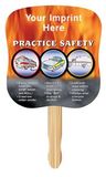 Custom Emergency Safety Tips Stock Full Color Digital Hourglass Shape Hand Fan