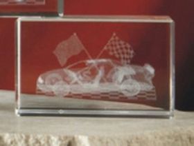 Custom 3D Race Car Optical Crystal Award (2"x2"x3")