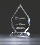 Custom Flame Series Multi Faceted Optical Crystal Award / 5 3/8