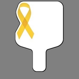 Custom Hand Held Fan W/ Full Color Yellow Awareness Ribbon, 7 1/2