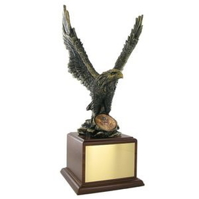 Custom Brass Electroplated Eagle Trophy w/2" Medallion Insert Space (15 1/2")