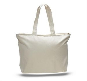 Custom Canvas Zipper Tote Bag, 20" W x 15" H x 5" D