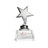 Custom Silver Star Trophy Award on Crystal Base