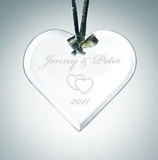 Custom Beveled Heart Shape Jade Glass Ornament Award, 3