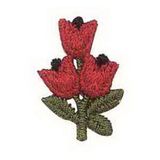 Custom Floral Embroidered Applique - Red Flower