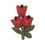 Custom Floral Embroidered Applique - Red Flower, Price/piece