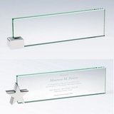 Custom Jade Glass Name Plate with Chrome Rectangle Corner Holder (10