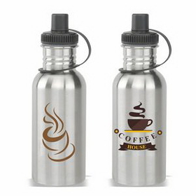 Custom Cutom Logo Water Bottle, 18 oz. Stainless Steel Sports Bottle, Travel Bottle, Coffee Bottle, 8.75" H x 2" Diameter x 2.875" Diameter