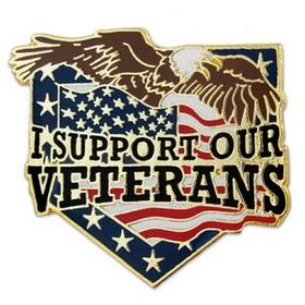 Blank I Support Our Veterans Pin, 1" H X 1 1/8" W