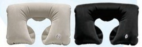Custom Inflatable Velour Neck Pillow w/ Pouch, 15" L