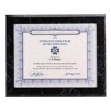Blank Black Marbleized Certificate Holder Plaque w/ Certificate Side Entry Slot