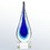 Custom Small Blue Teardrop Designer Art Glass Award, 8" H x 4.5" W x 3 3/8" D, Price/piece
