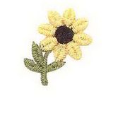 Custom Floral Embroidered Applique - Sunflower W/ Stem