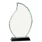Custom Flame Shaped Facet Glass Award w/ Black Base (9 1/2