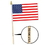 4" x 6" Polyester American Flag w/ Custom Direct Pad Printed Imprint on the Wooden Dowel, Price/piece