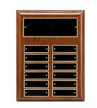 Blank Walnut Piano Finish Perpetual Plaque w/ Brass Engraving Plates (9